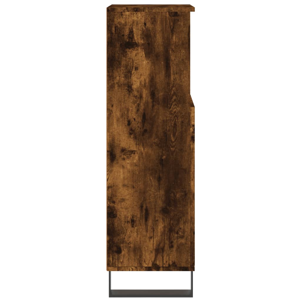 vidaXL Bathroom Cabinet Smoked Oak 30x30x100 cm Engineered Wood