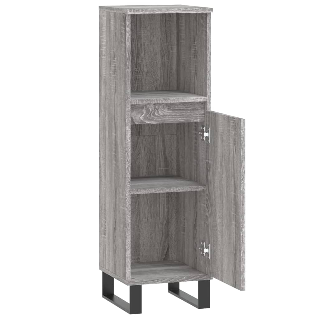 vidaXL Bathroom Cabinet Grey Sonoma 30x30x100 cm Engineered Wood