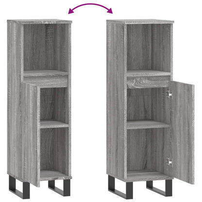 vidaXL Bathroom Cabinet Grey Sonoma 30x30x100 cm Engineered Wood