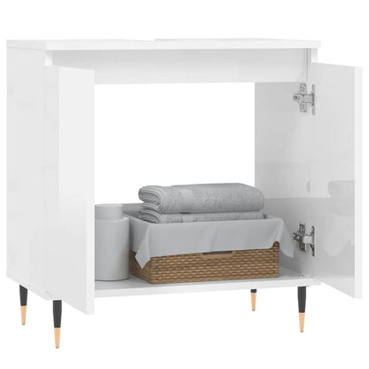 vidaXL Bathroom Cabinet High Gloss White 58x33x60 cm Engineered Wood