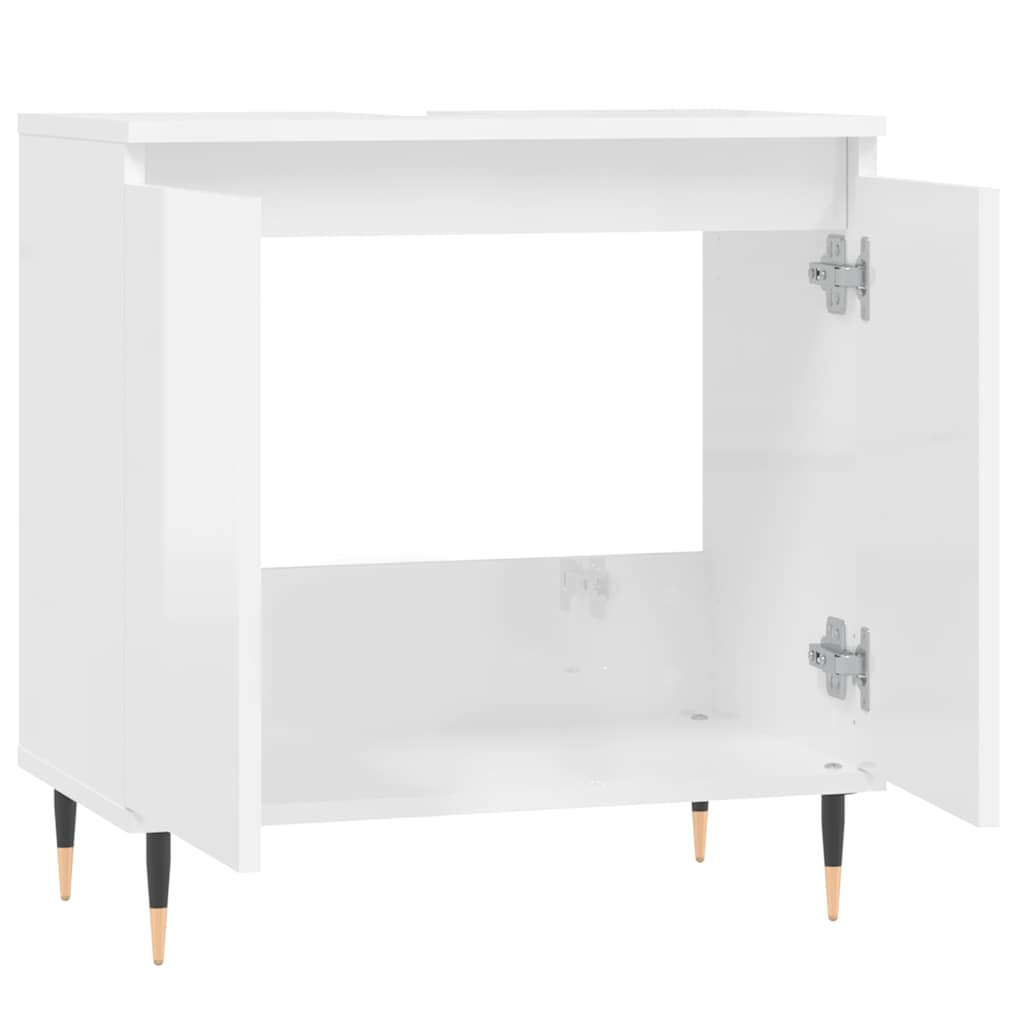 vidaXL Bathroom Cabinet High Gloss White 58x33x60 cm Engineered Wood