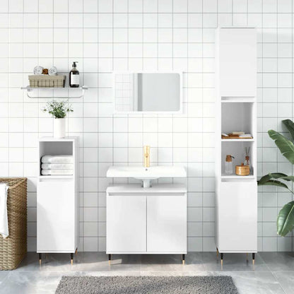 vidaXL Bathroom Cabinet High Gloss White 58x33x60 cm Engineered Wood
