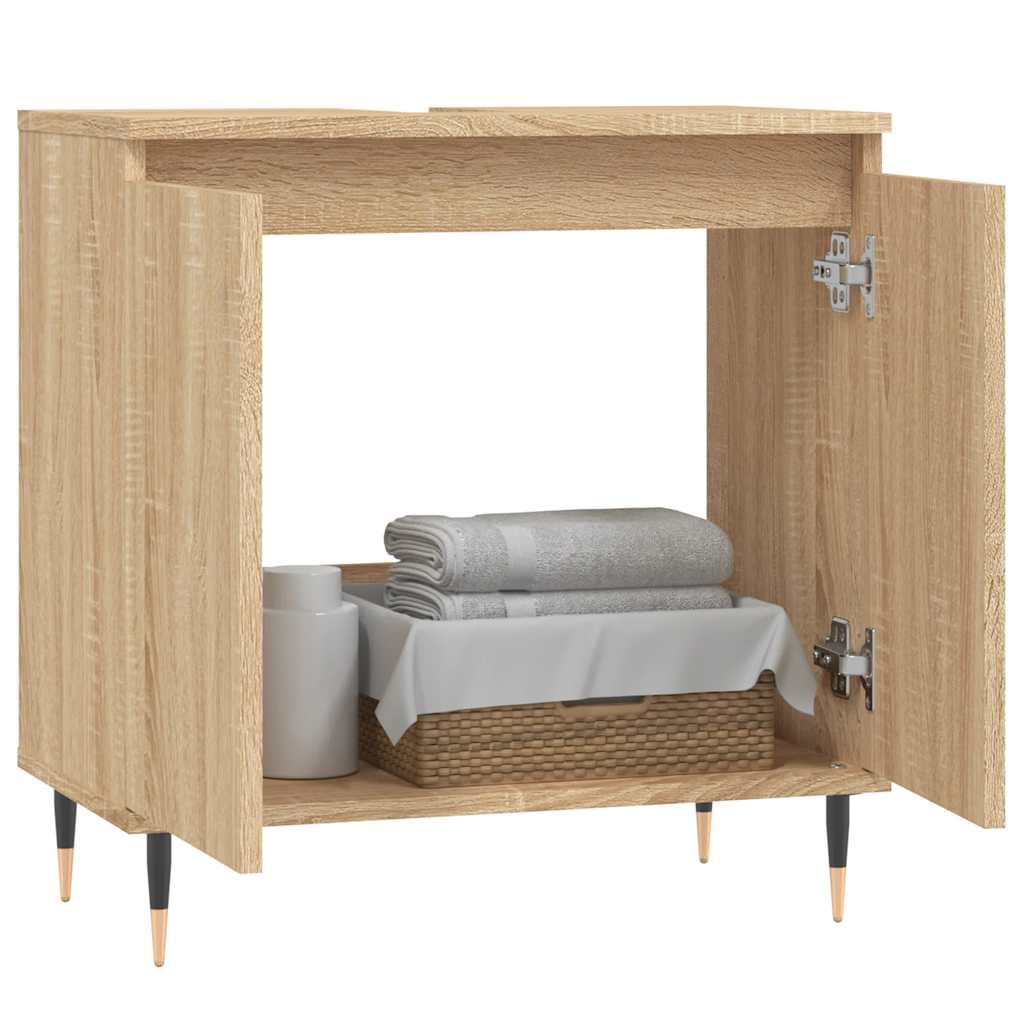 vidaXL Bathroom Cabinet | Sonoma oak | Engineered wood, iron | Small