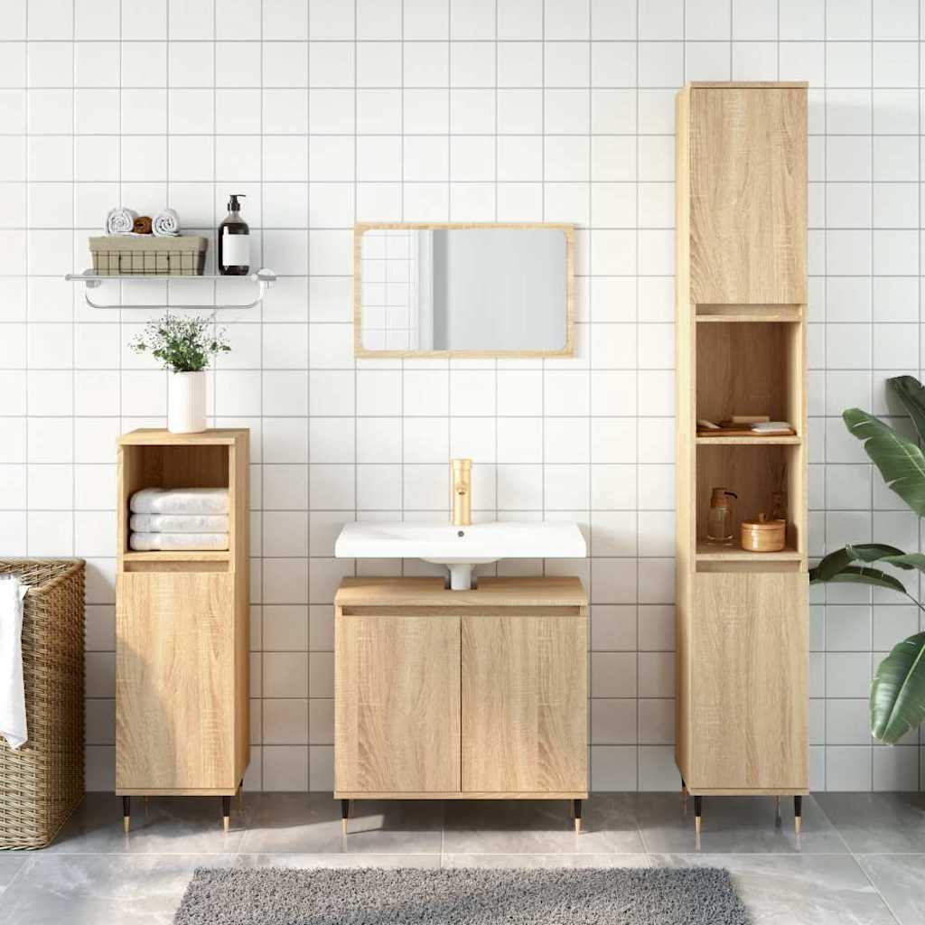 vidaXL Bathroom Cabinet | Sonoma oak | Engineered wood, iron | Small