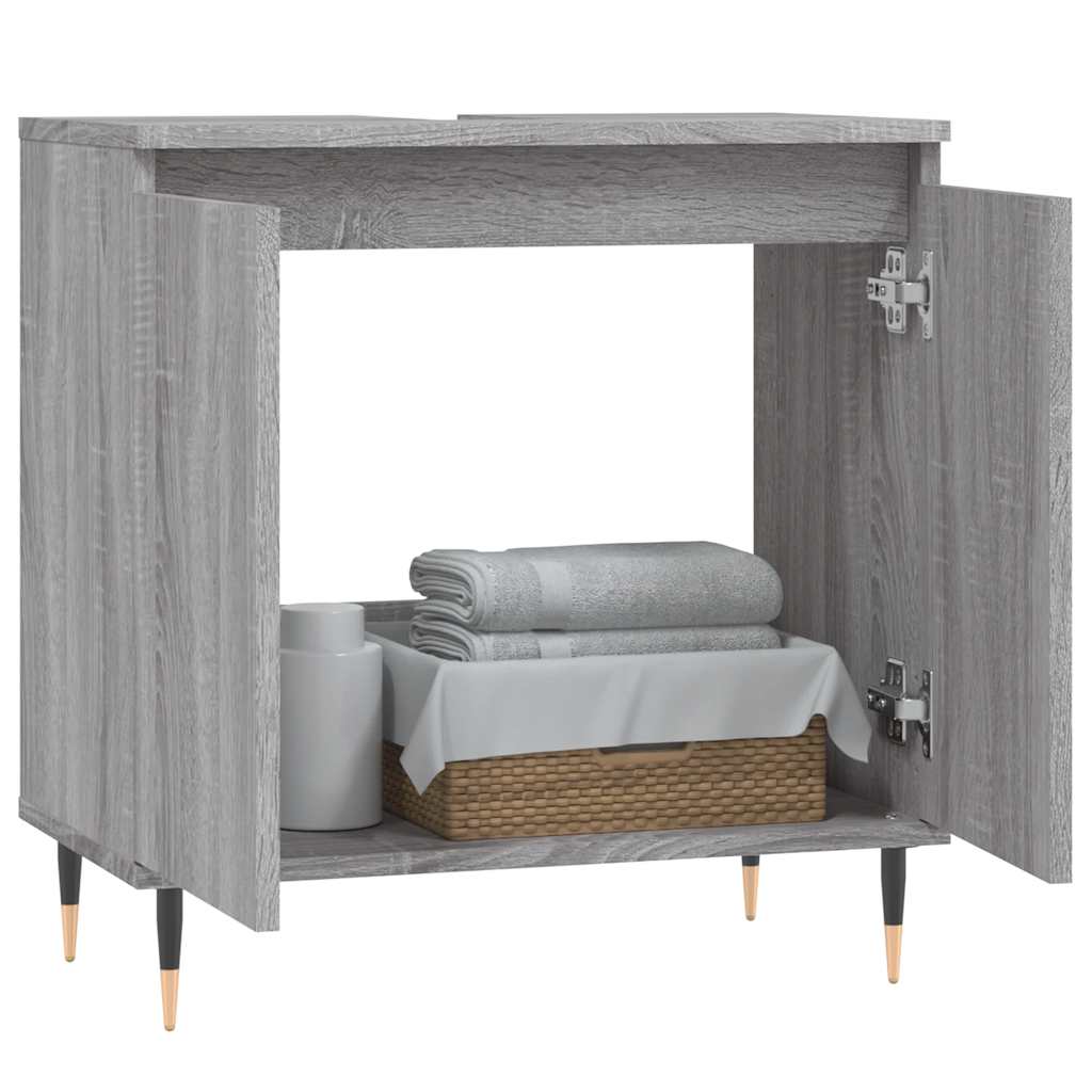vidaXL Bathroom Cabinet Grey Sonoma 58x33x60 cm Engineered Wood