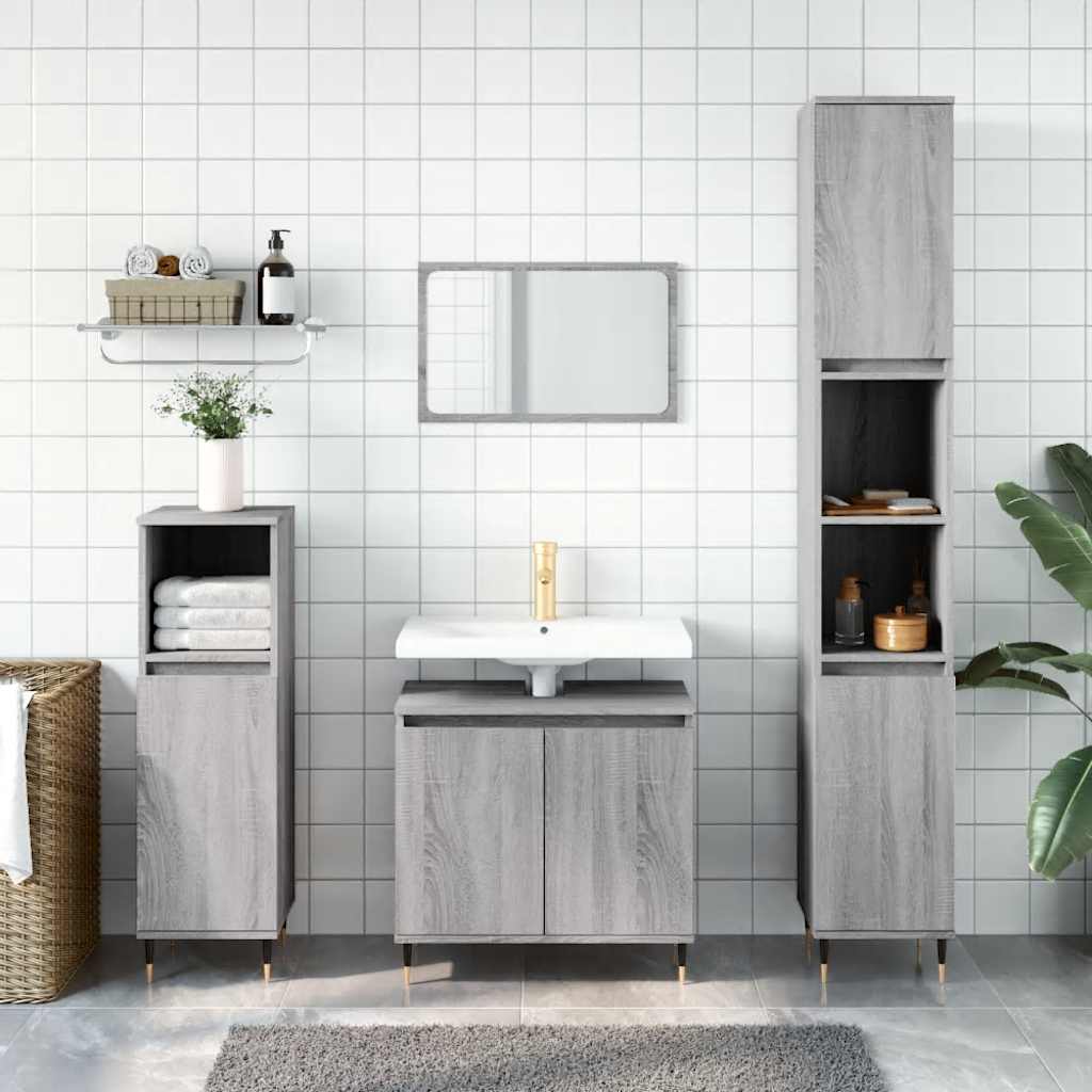 vidaXL Bathroom Cabinet Grey Sonoma 58x33x60 cm Engineered Wood