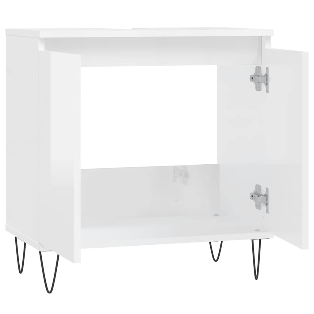 vidaXL Bathroom Cabinet High Gloss White 58x33x60 cm Engineered Wood