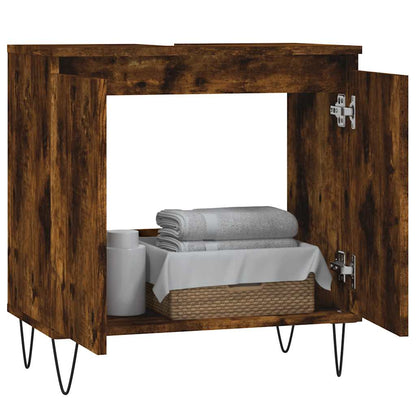 vidaXL Bathroom Cabinet Smoked Oak 58x33x60 cm Engineered Wood