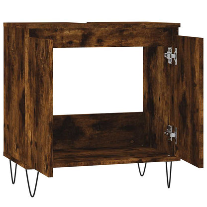 vidaXL Bathroom Cabinet Smoked Oak 58x33x60 cm Engineered Wood