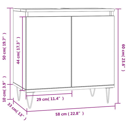 vidaXL Bathroom Cabinet Brown Oak 58x33x60 cm Engineered Wood