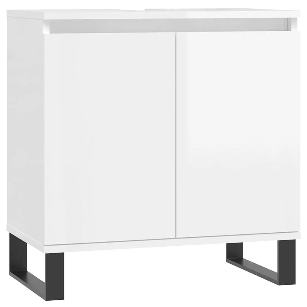 vidaXL Bathroom Cabinet High Gloss White 58x33x60 cm Engineered Wood