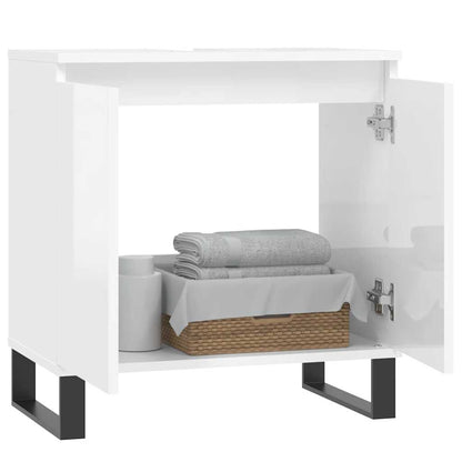 vidaXL Bathroom Cabinet High Gloss White 58x33x60 cm Engineered Wood