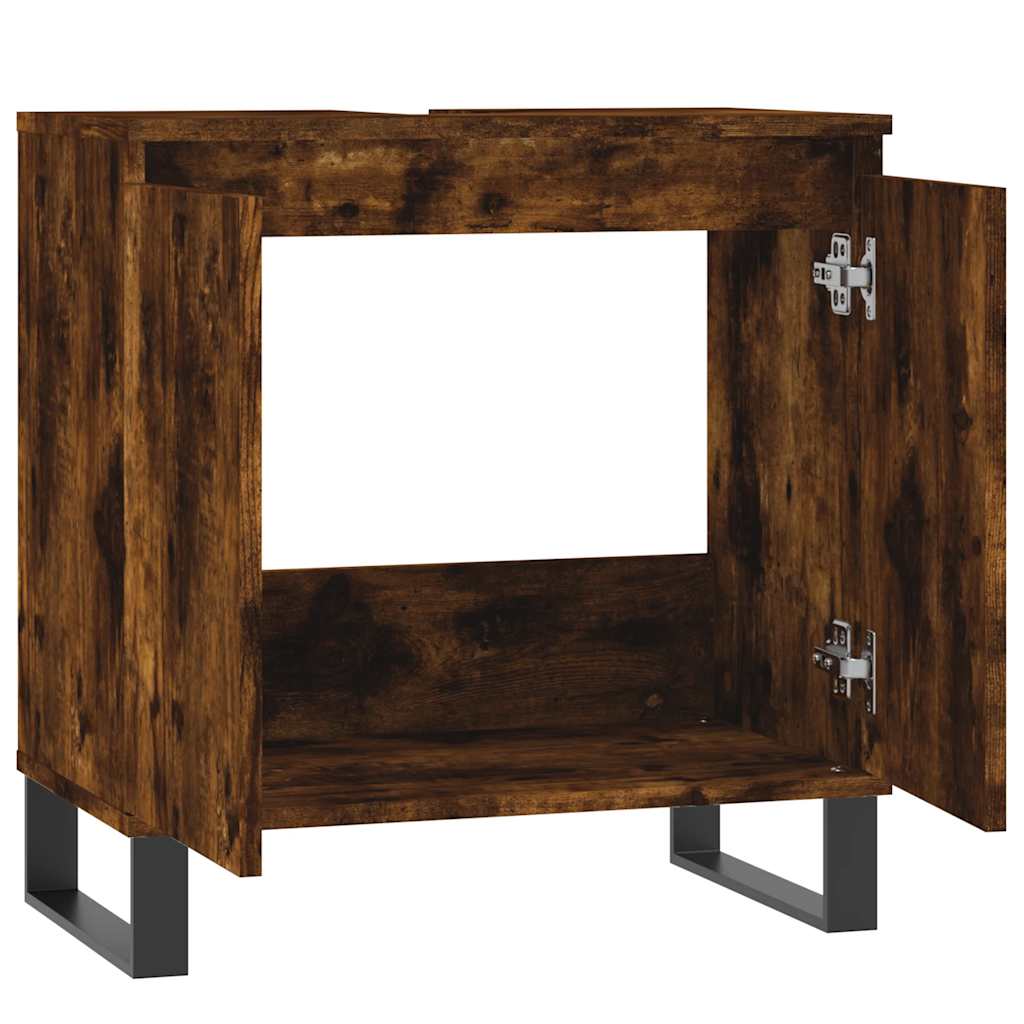 vidaXL Bathroom Cabinet Smoked Oak 58x33x60 cm Engineered Wood