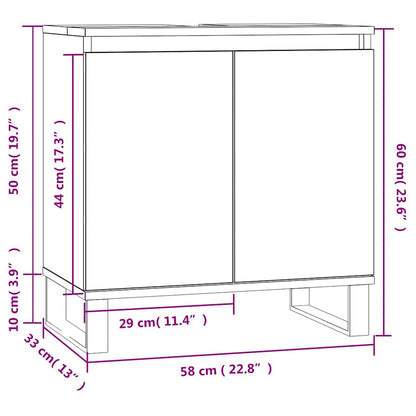 vidaXL Bathroom Cabinet Grey Sonoma 58x33x60 cm Engineered Wood