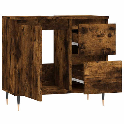 vidaXL Bathroom Cabinet Smoked Oak 65x33x60 cm Engineered Wood
