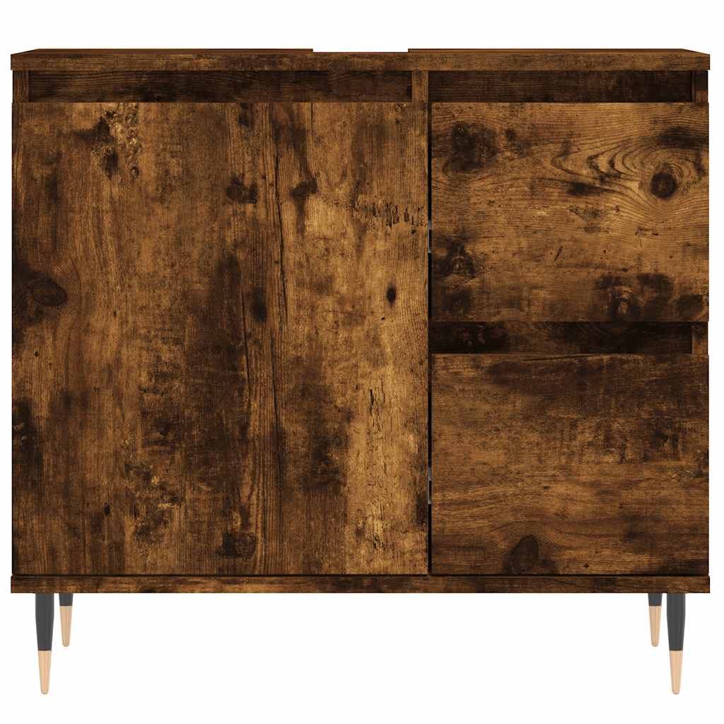 vidaXL Bathroom Cabinet Smoked Oak 65x33x60 cm Engineered Wood