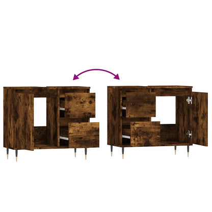 vidaXL Bathroom Cabinet Smoked Oak 65x33x60 cm Engineered Wood