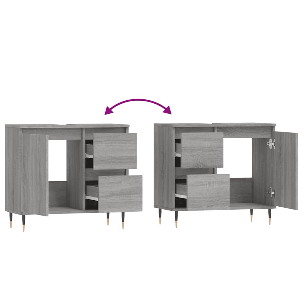 vidaXL Bathroom Cabinet Grey Sonoma 65x33x60 cm Engineered Wood