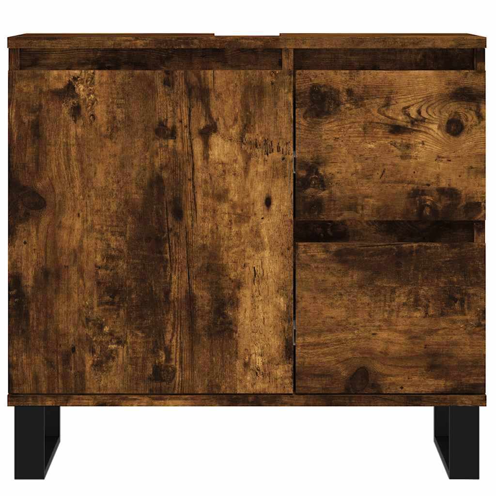 vidaXL Bathroom Cabinet Smoked Oak 65x33x60 cm Engineered Wood