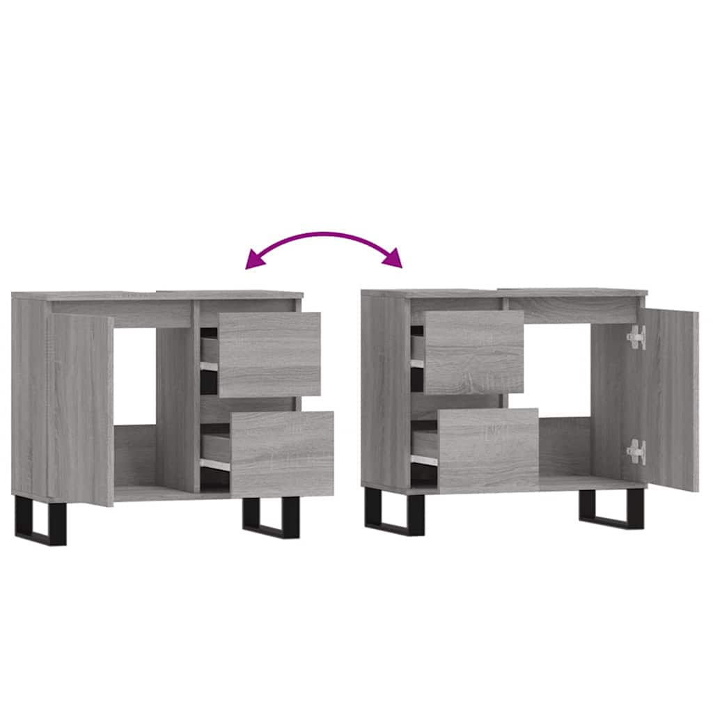 vidaXL Bathroom Cabinet Grey Sonoma 65x33x60 cm Engineered Wood