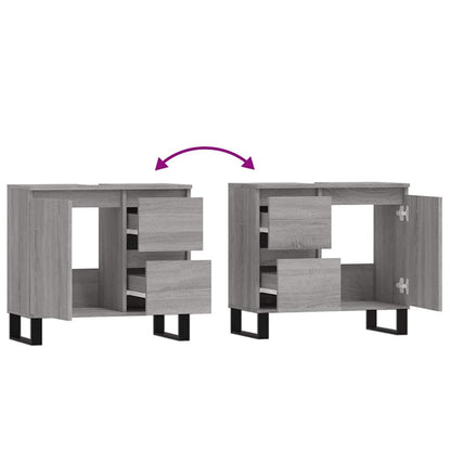 vidaXL Bathroom Cabinet Grey Sonoma 65x33x60 cm Engineered Wood