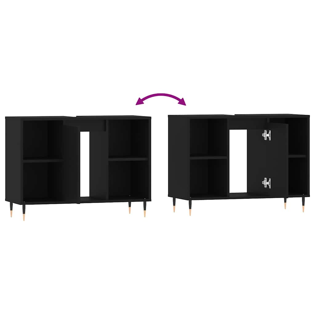 vidaXL Bathroom Cabinet Black 80x33x60 cm Engineered Wood