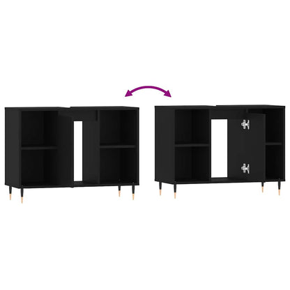vidaXL Bathroom Cabinet Black 80x33x60 cm Engineered Wood