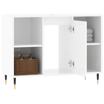 vidaXL Bathroom Cabinet High Gloss White 80x33x60 cm Engineered Wood