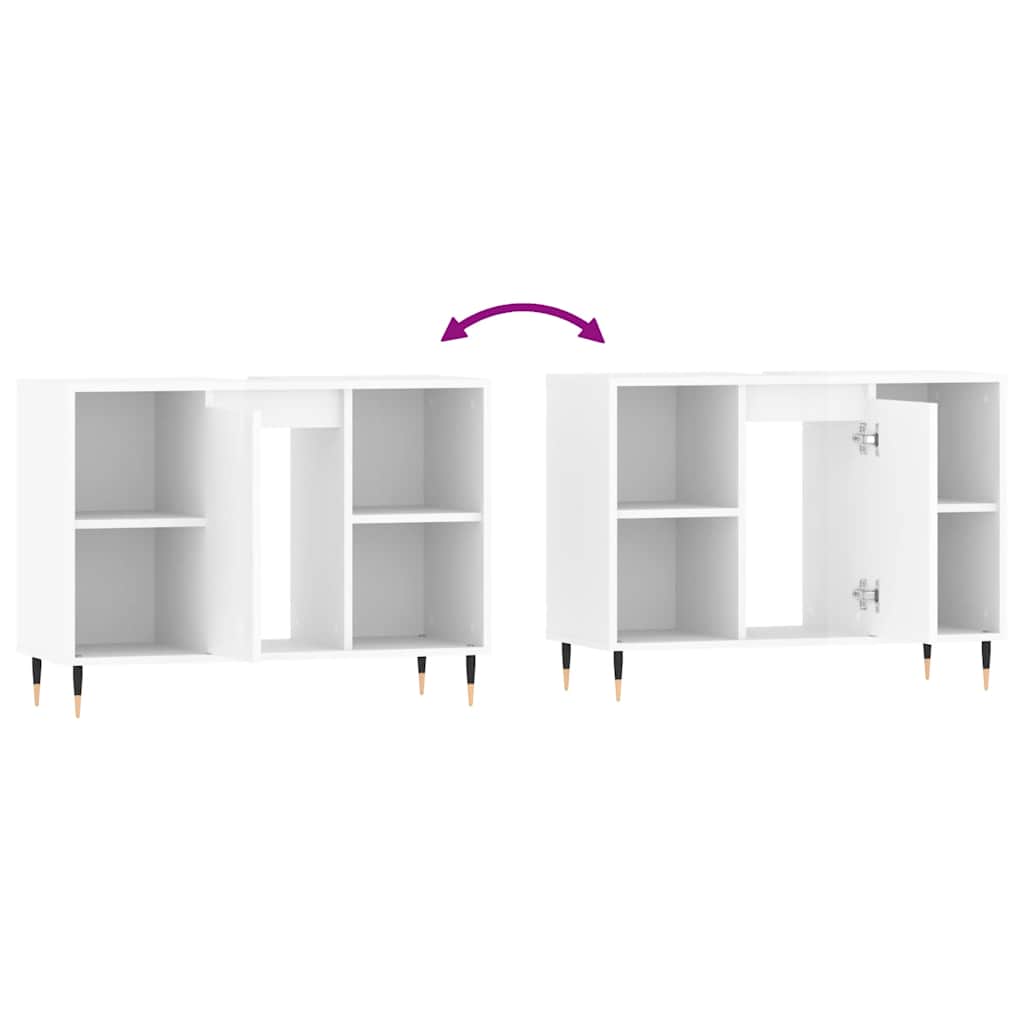 vidaXL Bathroom Cabinet High Gloss White 80x33x60 cm Engineered Wood