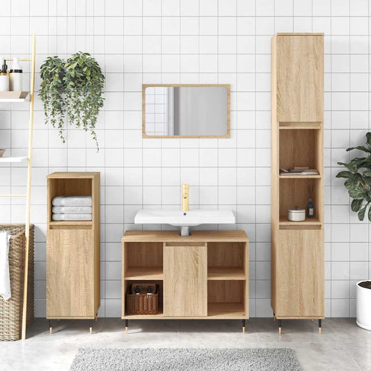 vidaXL Bathroom Cabinet Sonoma Oak 80x33x60 cm Engineered Wood