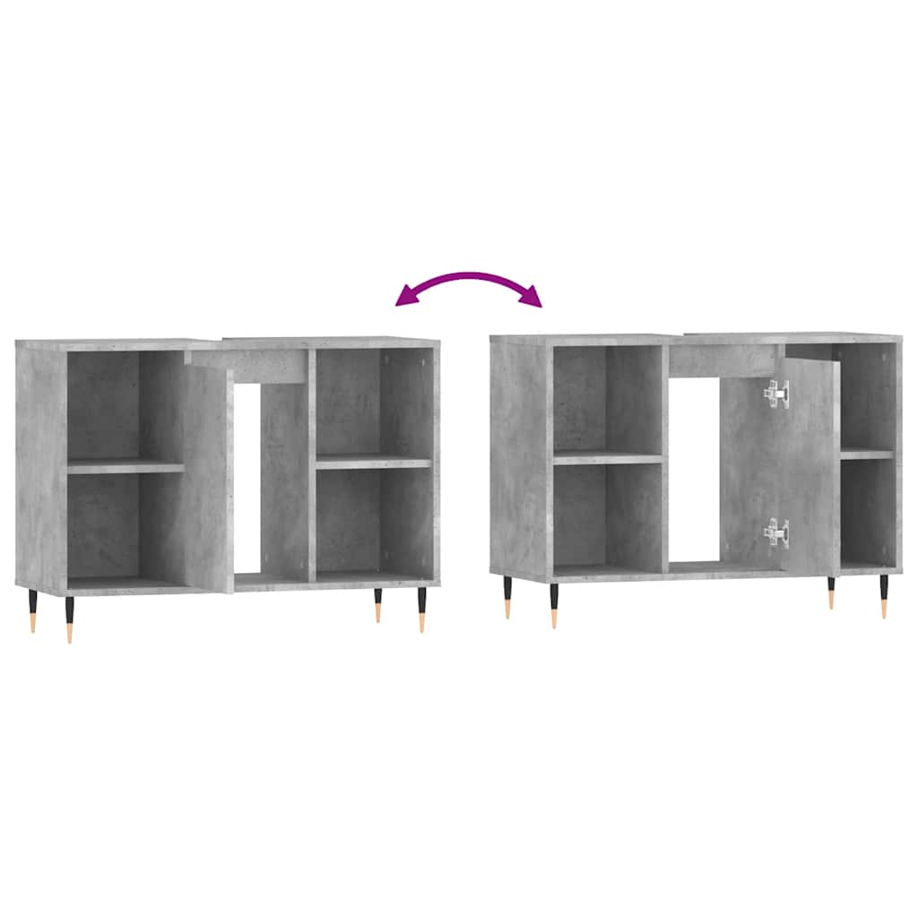 vidaXL Bathroom Cabinet Concrete Grey 80x33x60 cm Engineered Wood