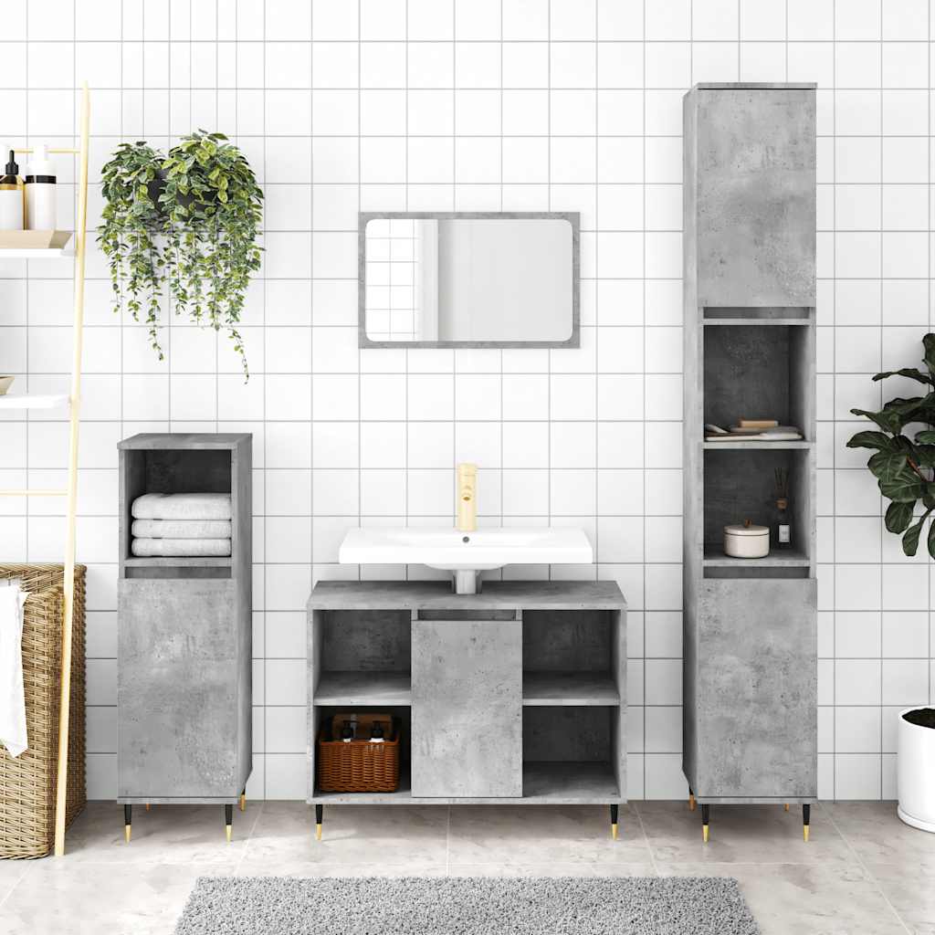 vidaXL Bathroom Cabinet Concrete Grey 80x33x60 cm Engineered Wood