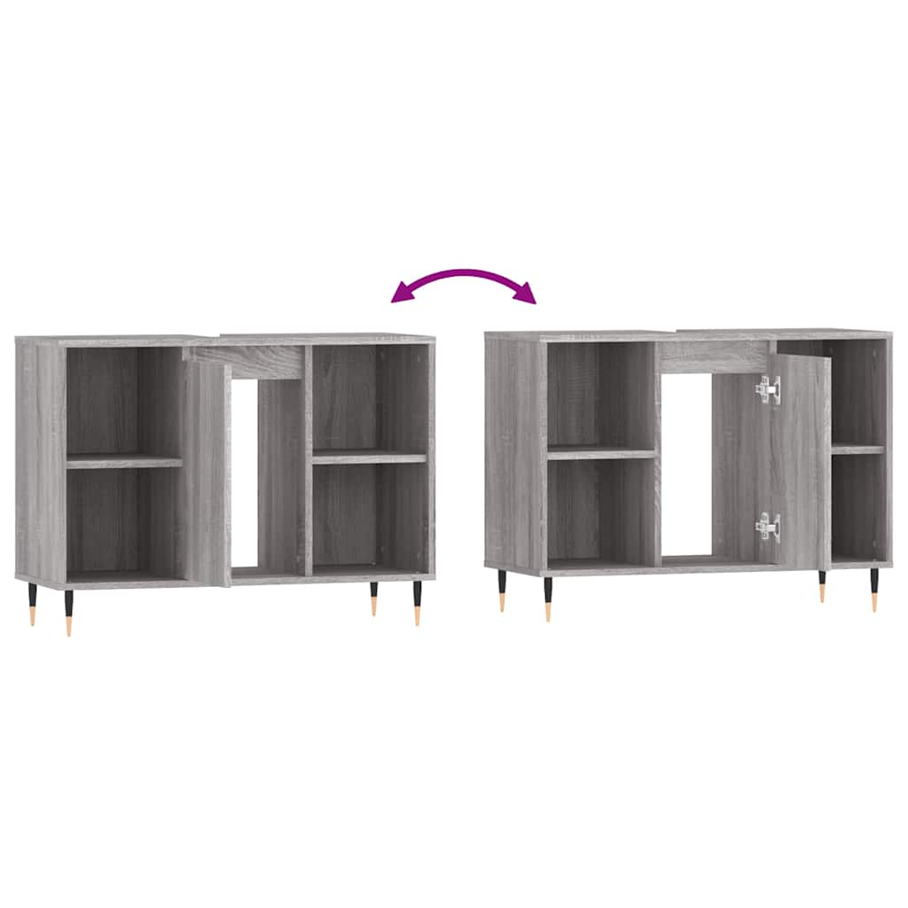vidaXL Bathroom Cabinet Grey Sonoma 80x33x60 cm Engineered Wood