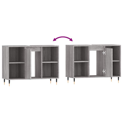 vidaXL Bathroom Cabinet Grey Sonoma 80x33x60 cm Engineered Wood