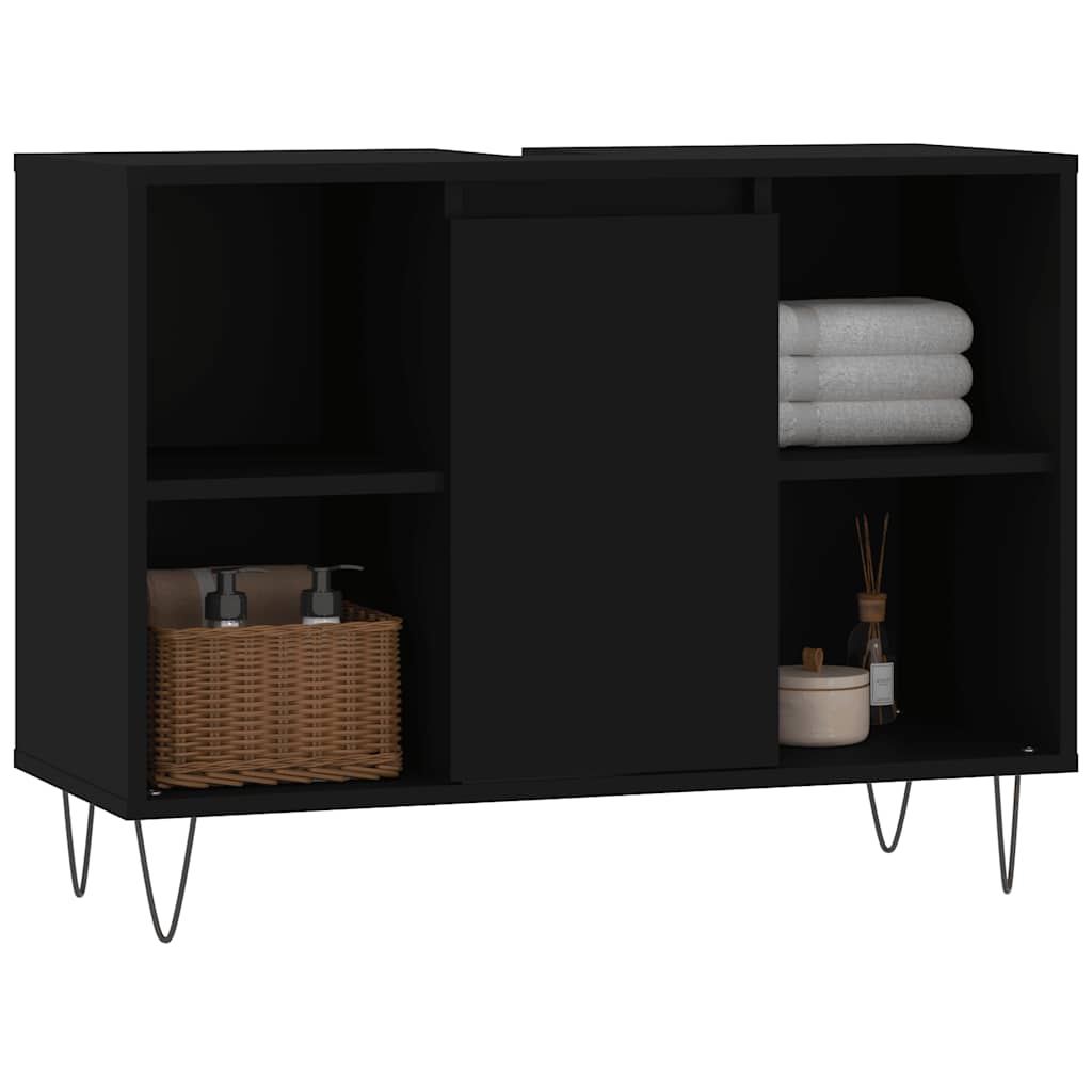 vidaXL Bathroom Cabinet Black 80x33x60 cm Engineered Wood