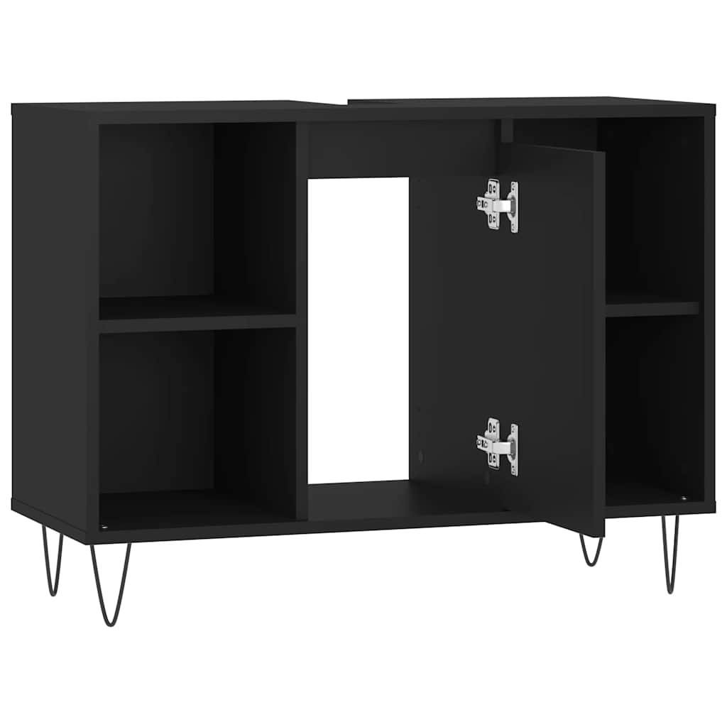 vidaXL Bathroom Cabinet Black 80x33x60 cm Engineered Wood