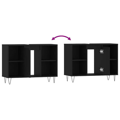 vidaXL Bathroom Cabinet Black 80x33x60 cm Engineered Wood