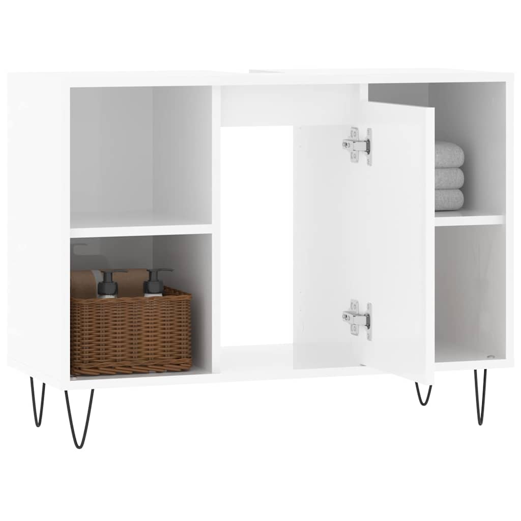 vidaXL Bathroom Cabinet High Gloss White 80x33x60 cm Engineered Wood