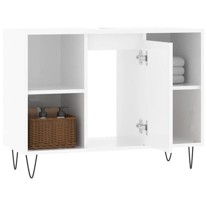 vidaXL Bathroom Cabinet High Gloss White 80x33x60 cm Engineered Wood