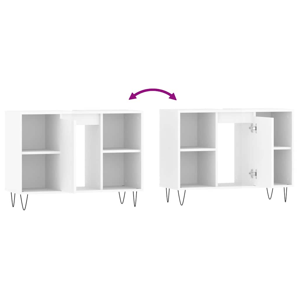 vidaXL Bathroom Cabinet High Gloss White 80x33x60 cm Engineered Wood