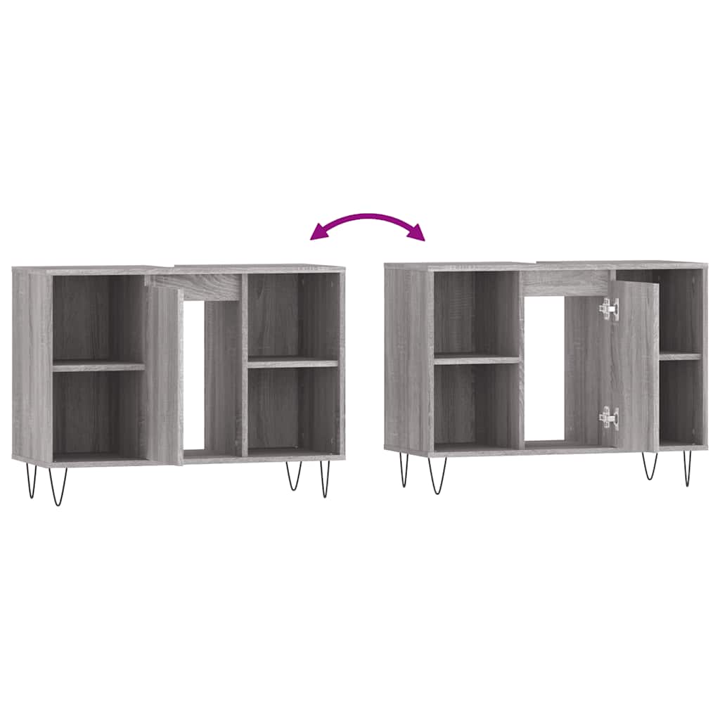 vidaXL Bathroom Cabinet Grey Sonoma 80x33x60 cm Engineered Wood