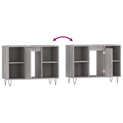 vidaXL Bathroom Cabinet Grey Sonoma 80x33x60 cm Engineered Wood
