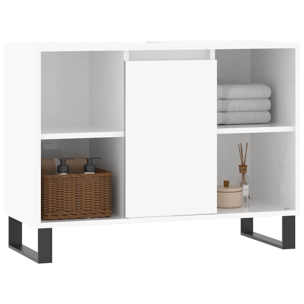 vidaXL Bathroom Cabinet High Gloss White 80x33x60 cm Engineered Wood