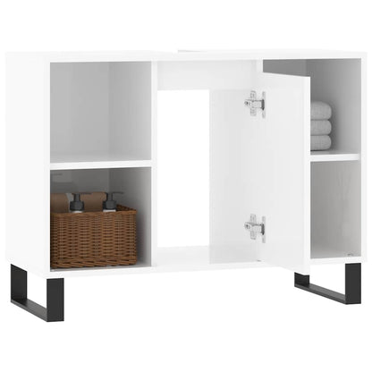 vidaXL Bathroom Cabinet High Gloss White 80x33x60 cm Engineered Wood