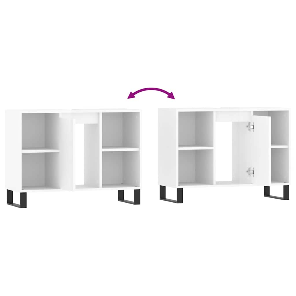 vidaXL Bathroom Cabinet High Gloss White 80x33x60 cm Engineered Wood