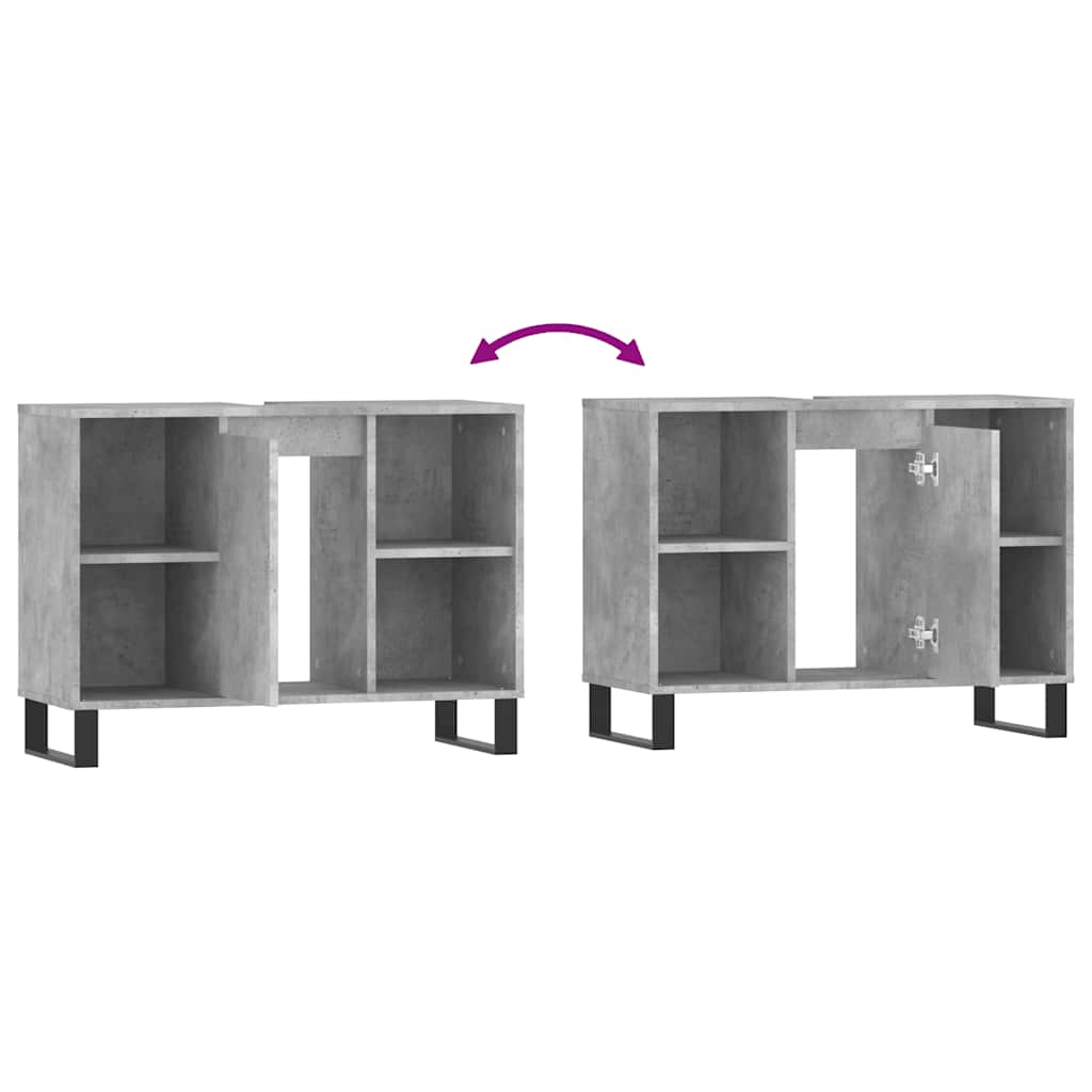vidaXL Bathroom Cabinet Concrete Grey 80x33x60 cm Engineered Wood