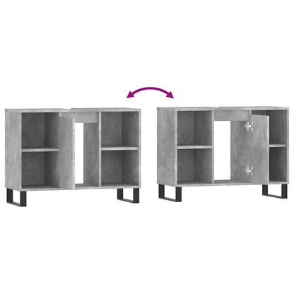 vidaXL Bathroom Cabinet Concrete Grey 80x33x60 cm Engineered Wood