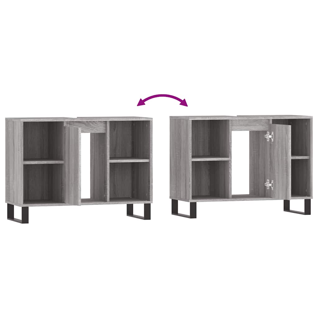 vidaXL Bathroom Cabinet Grey Sonoma 80x33x60 cm Engineered Wood