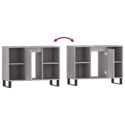 vidaXL Bathroom Cabinet Grey Sonoma 80x33x60 cm Engineered Wood