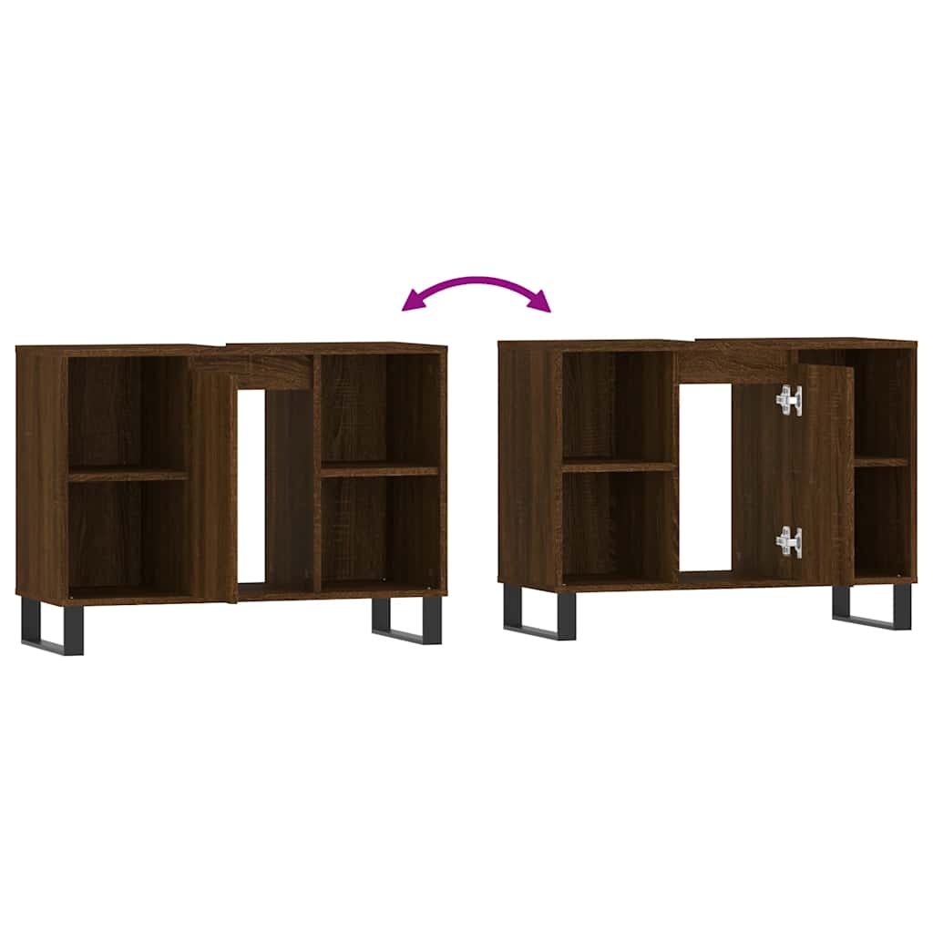 vidaXL Bathroom Cabinet Brown Oak 80x33x60 cm Engineered Wood